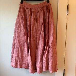 1950s CITY flat front linen skirt in Cinnamon Rose